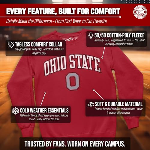 Image of NCAA College Sweatshirt Fleece Crewneck Pullover for Men and Women | Officially licensed NCAA college gameday crewneck pullover - 9 oz fleece lined sweatshirt with arch and logo design
