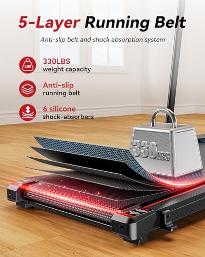 Image of Walking Pad with Incline,XBD Under Desk Treadmill for Home Small Office,2.5HP Low Noise Portable Treadmill with 330 Lbs Capacity,Remote Control and LED Display