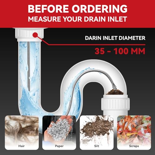 Cordless Drain Cleaner Electric Plumbing Snake - with 7.0m Cleaning Spiral Forward/Reverse, Drain Clog Remover Pipe Cleaner (Incl. 2 Batteries) 4 Cordless Drain Cleaner Electric Plumbing Snake - with 7.0m Cleaning Spiral Forward/Reverse, Drain Clog Remover Pipe Cleaner (Incl. 2 Batteries) - Image 4