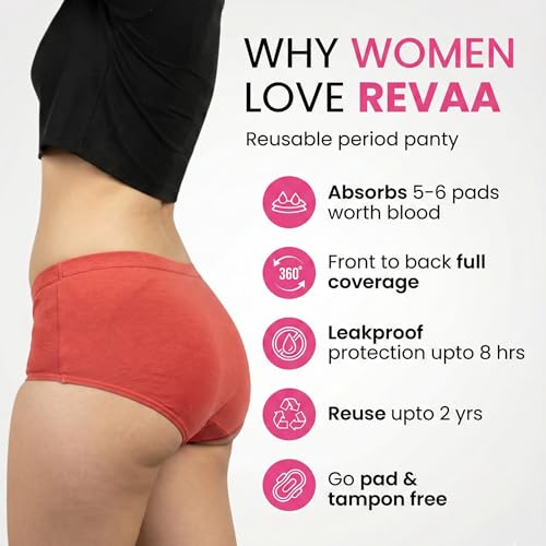 Image of REVAA Heavy Period Panty for Women & Girls (Pack of 1) Soft Cotton, Reusable & Leak Proof Menstrual Underwear, No Pads Required, Rash-Free Comfort, for Super Heavy Flow, Lasts Up to 2 Yrs