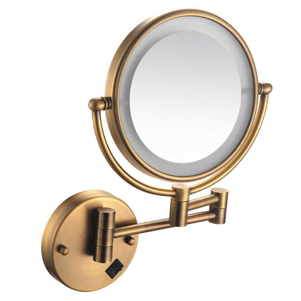 Miroir de beauté mural pivotant 360° et extensible à LED