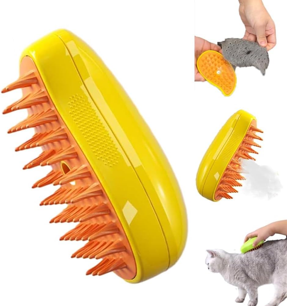 Steamy Cat Brush with LeaveOn Essence, 4 in 1 Multifunctional Cat