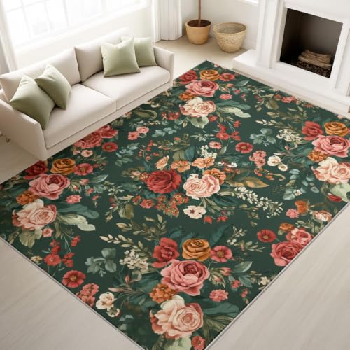 Tapis antidérapant lavable machine vert de style campagne chic - 2
