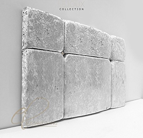 Lejoux™ Collection Sample - Cabecero de cama de terciopelo aplastado para cama individual, doble, king (plata, 1,5 m, tamaño King) de 50 cm de alto) Cover