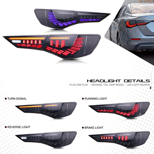 Inginuity Time Led Tail Lights For Nissan Sentra 2020 2021 2022 Black Rear Lamps Blue Start-Up Animation Assembly #TOP1
