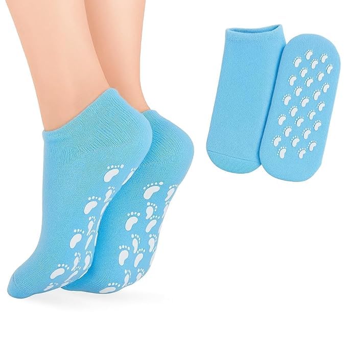 Moisturizing Silicone Spa Gel Socks for Women & Men – Crack Heel Repair Socks with Natural Oil & Vitamin E for Dry Cracked Fee (BLUE)-image-32