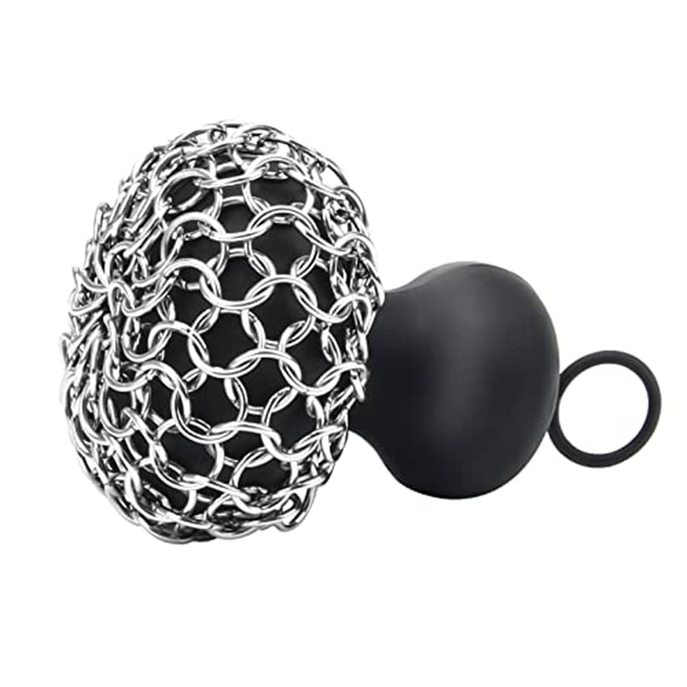 CTRLZS Cast Iron Chainmail Scrubber, Cast Iron Skillet Cleaner for Fry Pan Cleaner Cast Iron Skillet Cleaner Chain Black