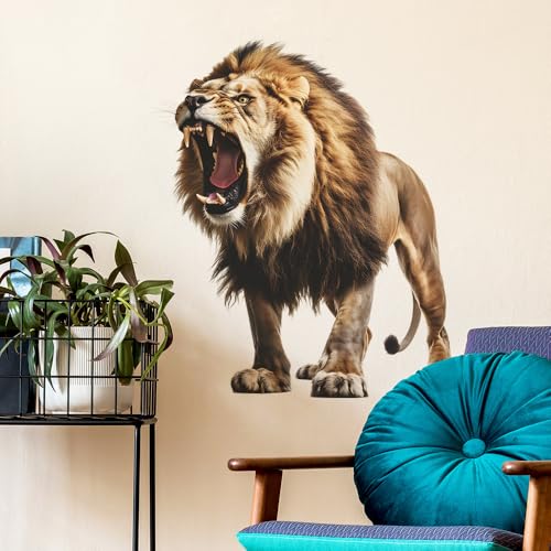 Vinilo decorativo león azul removable 40x60 cm