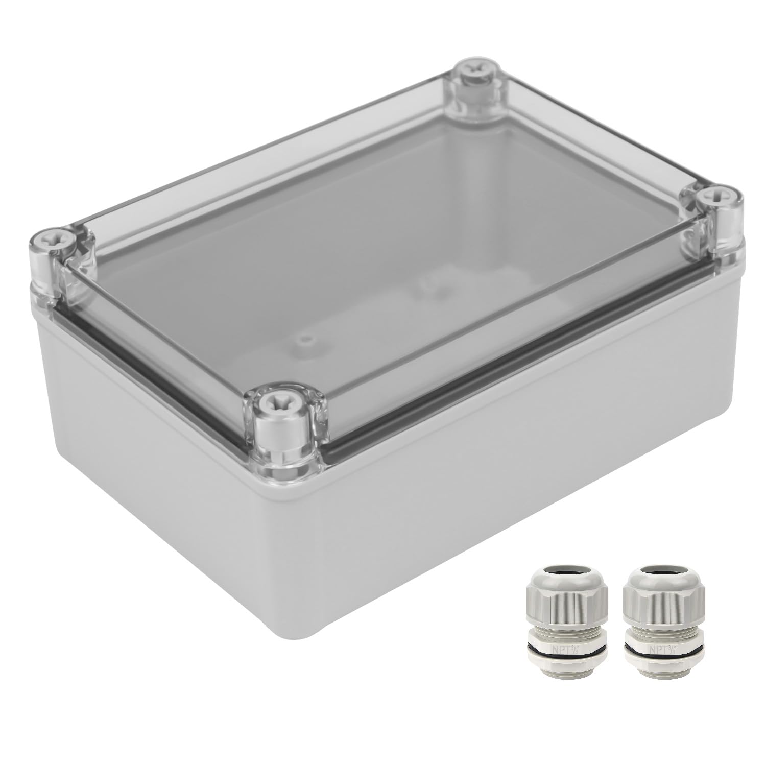 LeMotech Junction Box IP67 Waterproof Dustproof Electrical Box Project Box DIY Enclosure Gray with Transparent Clear Cover, External Size 6.9x4.9x3.0in (175x125x75mm)