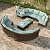 PHI VILLA 12 Pieces Patio Conversation Set Half Moon Wicker Outdoor Furniture Sofa Set Curved Circle Rattan Sofa for Garden, Blue