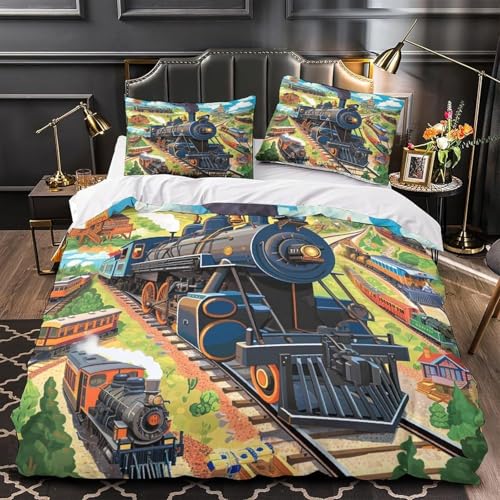 Housse de couette train 3D ultra douce en microfibre avec ses 2 taies - 4