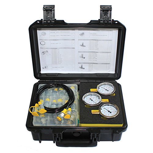 Image of XZT 60U Hydraulic Pressure Test Coupling Kit,Pressure gauges Set,Test Hose,BSPP ORFS JIC Hydraulic Swivel Run tees, Hydraulic Test Tools for Excavator Construction Machinery