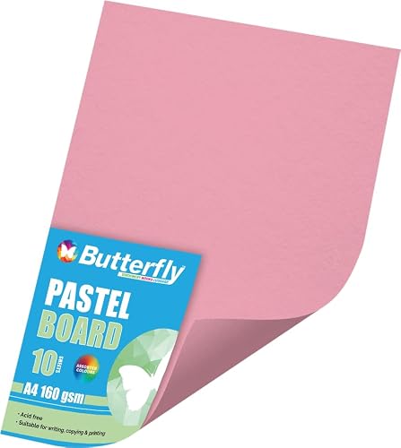 Butterfly A4 160GSM 10 Sheets Pastel Board, Pink