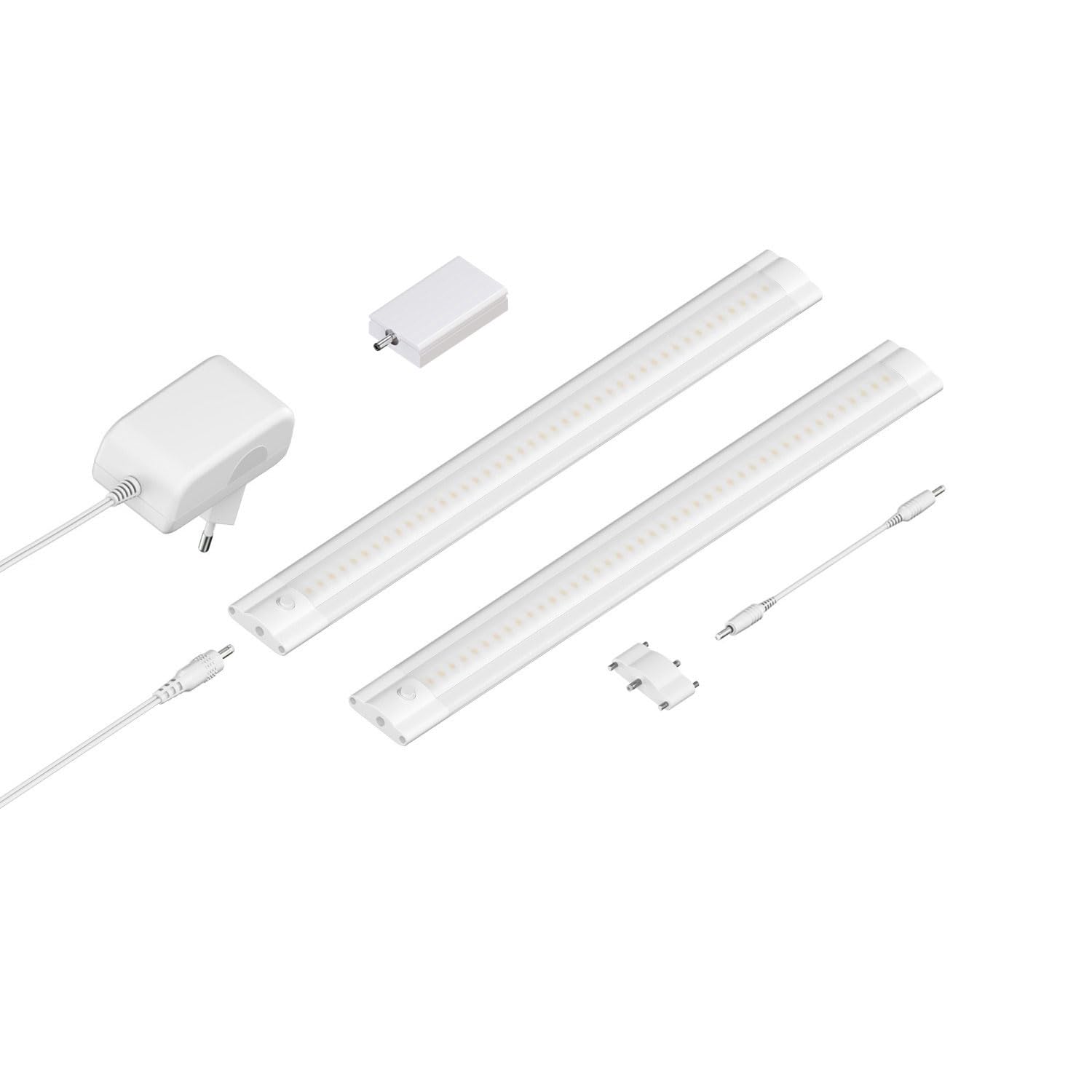 ledscom.de Smarte LED Unterbau-Leuchte SIRIS weiß matt, WLAN-Controller, flach, Smart-Home, Alexa-fähig, je 30cm, je 368lm, warmweiß, 2er Set