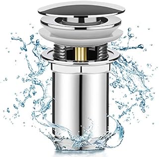 Linkax Universal Ablaufgarnitur mit Überlauf Pop Up Ventil Ablaufventil für Waschbecken/Waschtisch Abflussgarnitur Waschbecken Stöpsel Ablauf Werkzeugloser Einbau