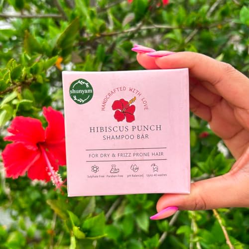 Image of Shunyam All-Natural Shampoo Bar for Dry and Frizzy Hair - Sulphate Free, Natural, Eco-Friendly, Sustainable, Plastic Free - Hibiscus Punch, 70 gm