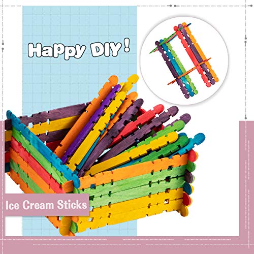 500 Pcs Colorful Popsicle Sticks- Colored Sawtooth Wood Craft Sticks Natural Jumbo Ice Pop Treat Sticks Bulk For Diy Craft Project, Classroom Creative Designs (4.5 Inch) #TOP2