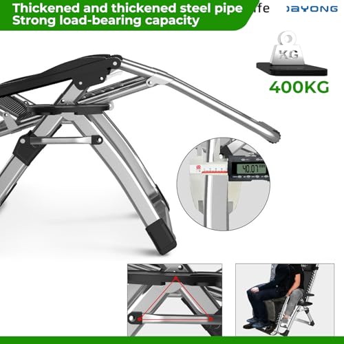 دايونغ كرسي هزاز زيرو جرافيتي مع وسادة، كرسي استرخاء خارجي مع حامل اكواب قابل للفصل ووسادة، كرسي استرخاء محمول قابل للطي للتخييم والفناء وحمام السباحة (رمادي)