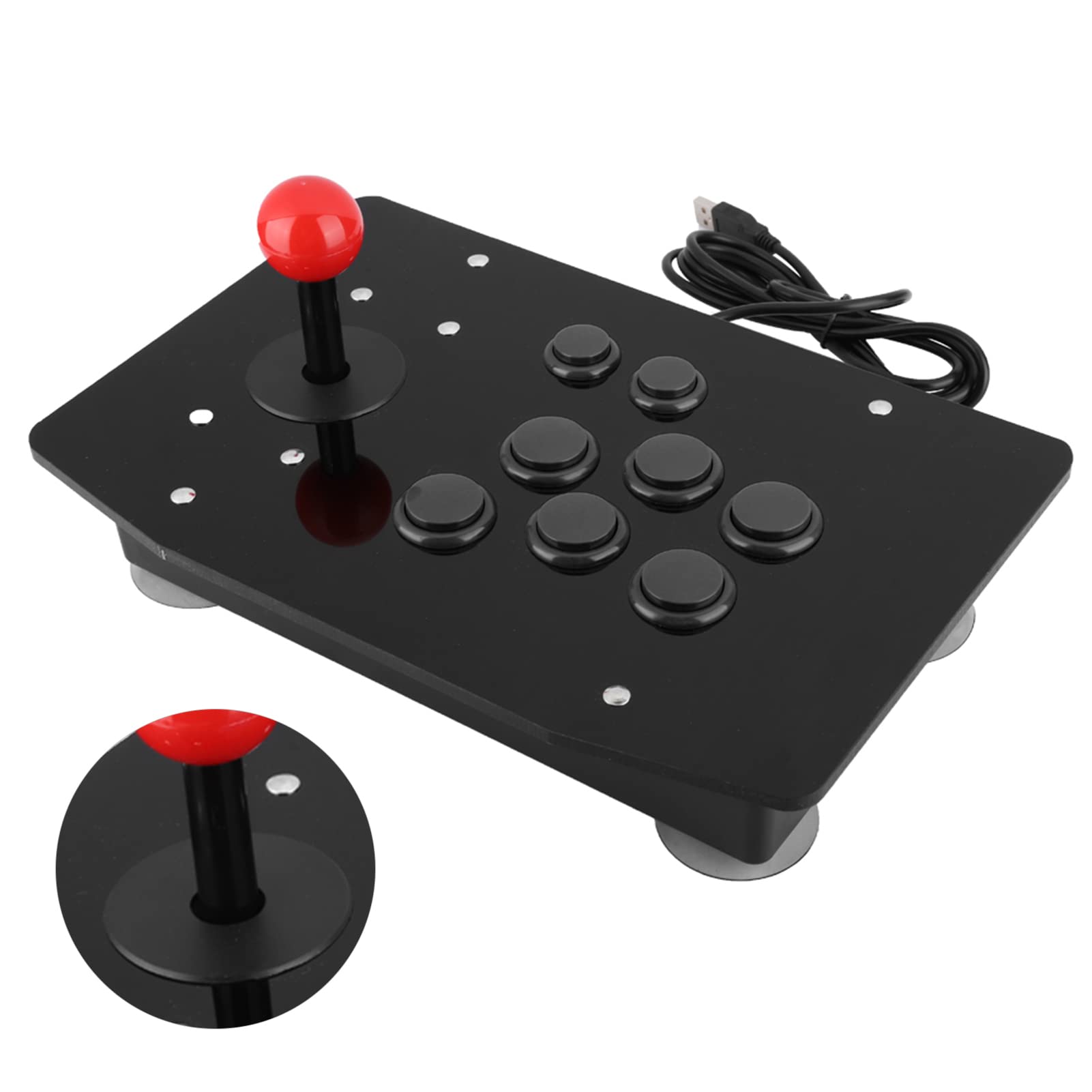 Tiiyee Joystick de Juego Arcade Rocker, Arcades Game USB Stick Buttons Controller PC Rocker 3D Botone Tipo Tarjeta de Lucha Gamepad Botones Tipos Tarjetas Controlador Mango Juegos Piezas Repuesto