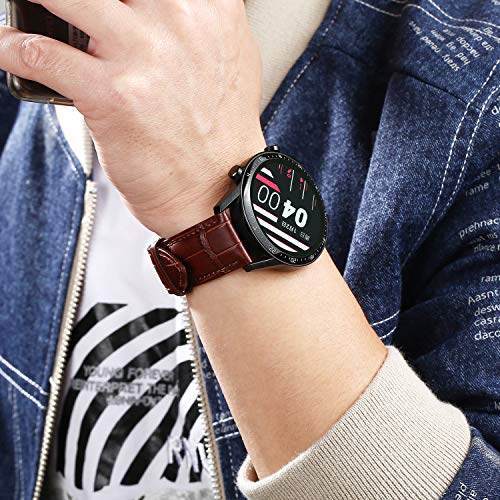 Image of Moran Genuine Leather Band Alligator and Cowhide Replacement Deployment Buckle Watch strap18mm to 24mm Crocodile Leather Strap for Men's and Women's