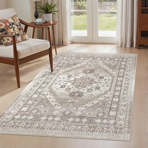 befbee 3x5 Washable Area Rug for Entryway, Low Pile Non Slip Carpet Brown