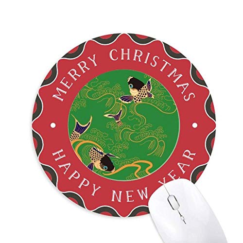 paintingj日本イエローフィッシュ 円形滑りゴムのクリスマスマウスパッド