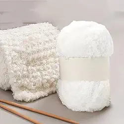 Fio de chenille de cores vibrantes para a pele – para fazer cachecóis quentes, chapéus e itens de decoração de casa, tricô e crochê, branco