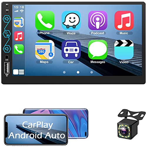 7 Inch Double Din Car Stereo System Compatible with Apple Car Play and Android Auto, Touch Screen...