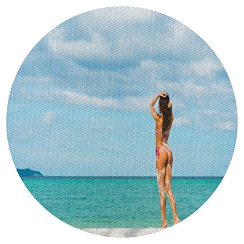 Sex Women Hawaii - Juego de 1 mantel individual redondo para playa, resistente al calor, fácil de limpiar, antideslizante, PVC, para cocina, comedor