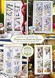DESIGN UNIQUE: Calendrier 2026 présentant 12 motifs de broderie au point de croix dans des fenêtres décoratives, créé par Véronique Enginger