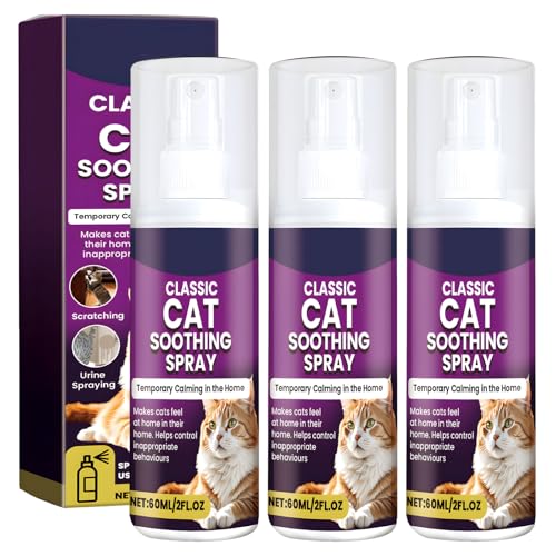 SNONESIY 3 Flaschen 60 Milliliter Relax Spray Für Katzen Pheromone Katzen Beruhigungsmittel Beruhigung Katze Beruhigungsmittel Beruhigt Die Emotionen Von