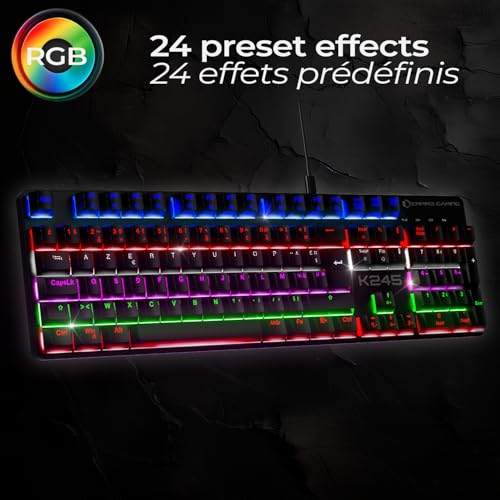 Nuovo 2025 – K245 Tastiera Gaming Wired Switches Meccanica MX Red (FR - AZERTY) - Tipo C - per PC/PS4/PS5/Xbox - Retroilluminazione RGB 24 Effetti - 105 Tasti - N-Key Rollover (NKRO) - Tastiera gaming - Immagine 4
