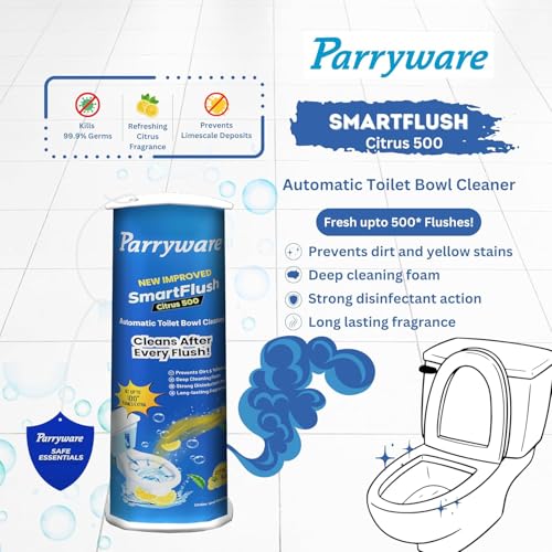 Image of Parryware SmartFlush In-Cistern Automatic Toilet Bowl Cleaner - Citrus 500 I Lasts upto 600* Flushes | 99.9% Disinfection | Cleans after every flushes | FCSF0103 (PACK OF 4)