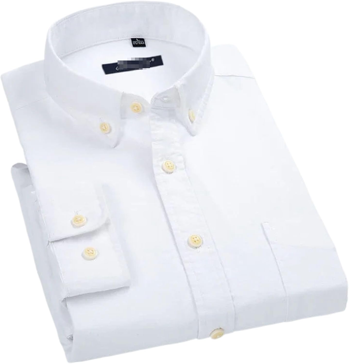Long-Sleeve Cotton Shirts for Men Slim Fit Formal Plain Shirt Office Tops