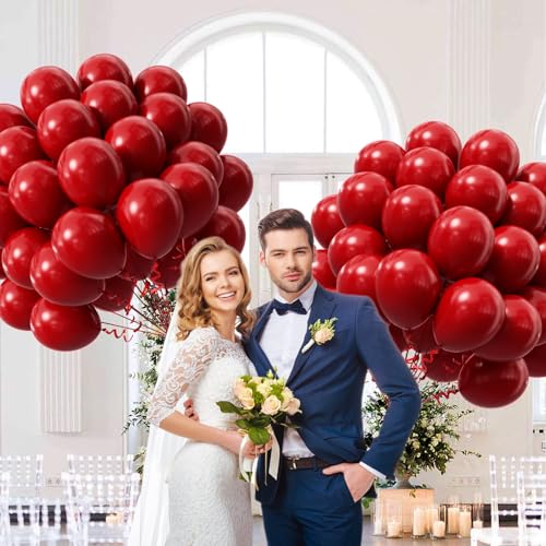 Image of Dark Red Balloons 12 inch, Red Latex Party Balloons | Bridal Shower, Wedding, Birthday Party Decorations