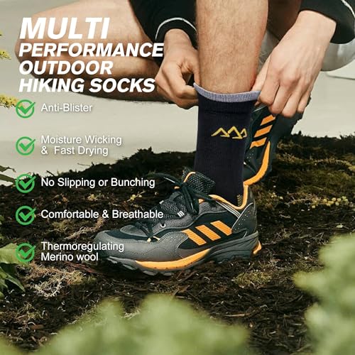 innotree Merino Wool Hiking Socks for Men & Women 3-Pack | Trail Anti-Blister Micro-Crew, Cushioned & Breathable for Outdoor4