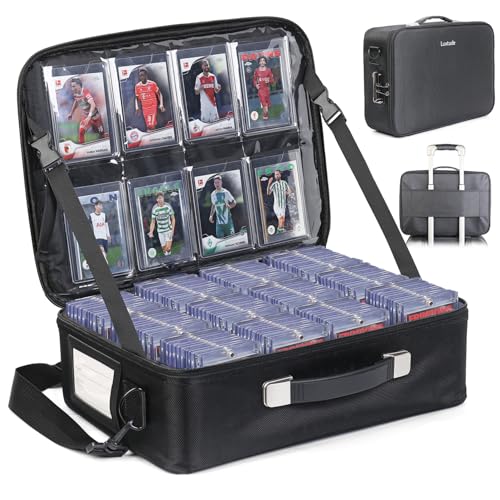 Image of Luxtude Trading Card Storage Box w /Adjustable Dividers, Large Trading Card Carrying Case w /Combination Lock, Baseball Sports Cards Case for 35pt Toploaders, Top Loader Cards Storage for MTG /TCG etc.