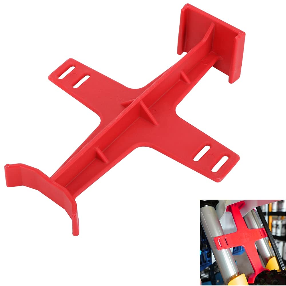 Universal Motorcycle Fork Guard Suspension Support Brace Transportation Tool Tie Down Seal Saver Protection Plastic For Dirt Bike Motocross Accessories Red