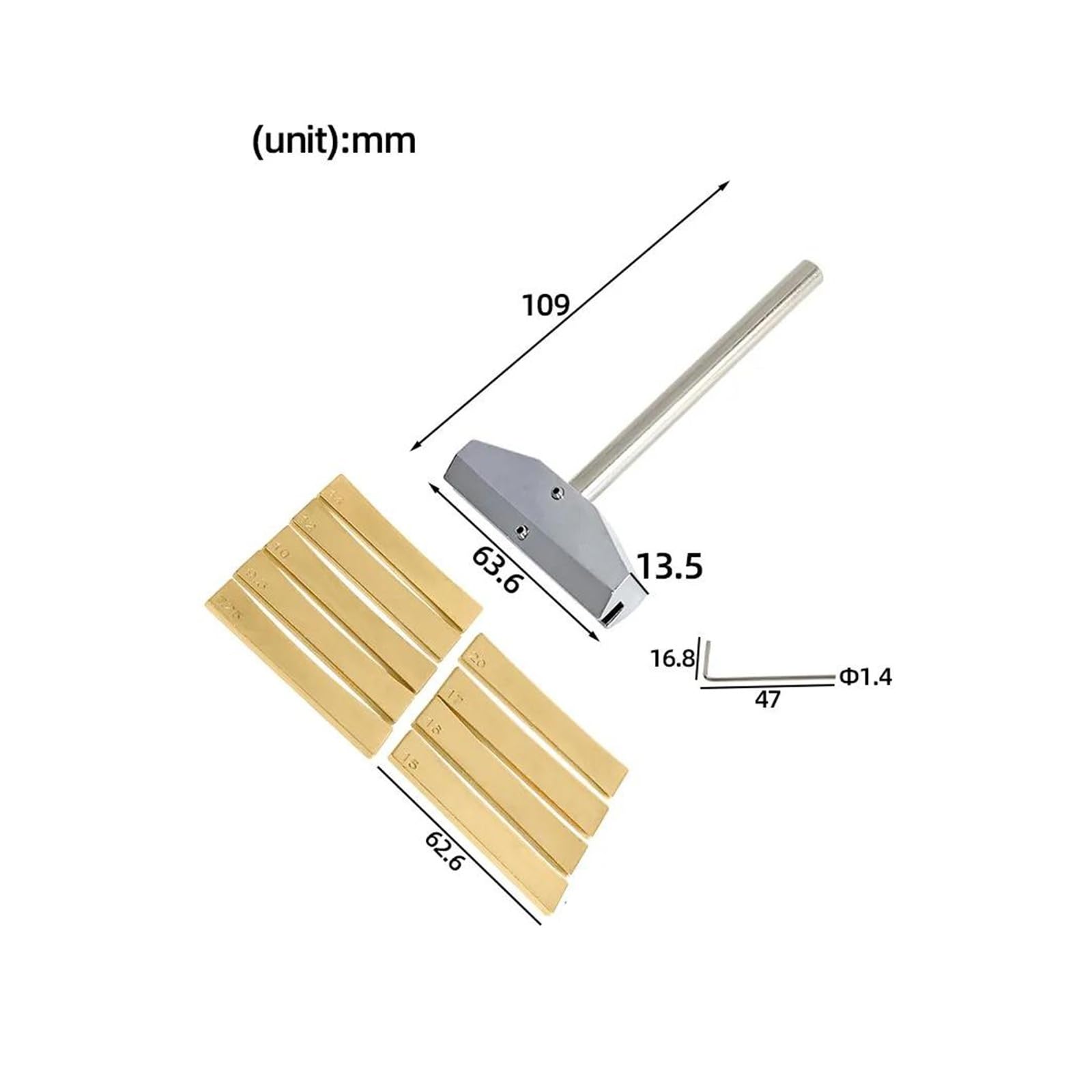 Herramientas de guitarra Herramienta y llave para insertar trastes de radio y agujeros para placas de trastes de guitarra y bajo