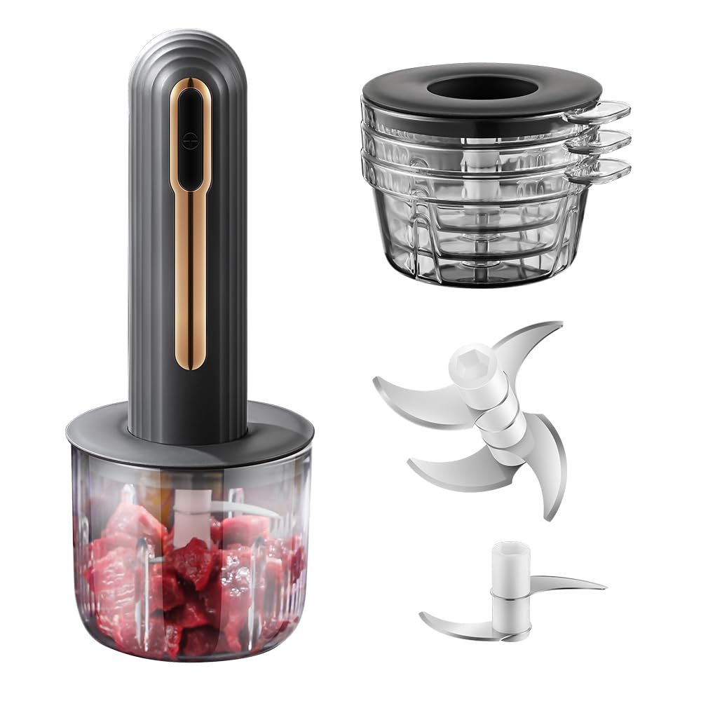 Mini procesador eléctrico de alimentos, procesador de alimentos portátil USB de 4 tazas, picador de ajo, para cortar en cubitos, picar y hacer puré, negro