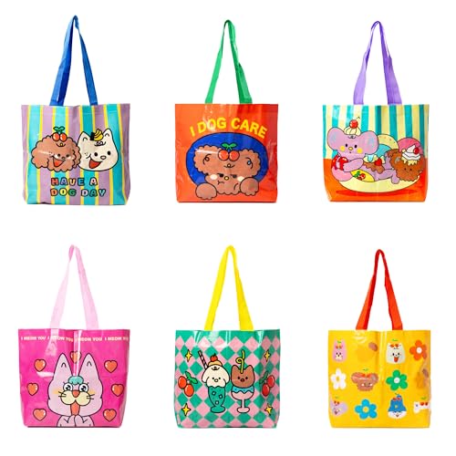 KAWAII HYOKA Cute Puppy Design Reusable Shopping Bags, Heavy Duty