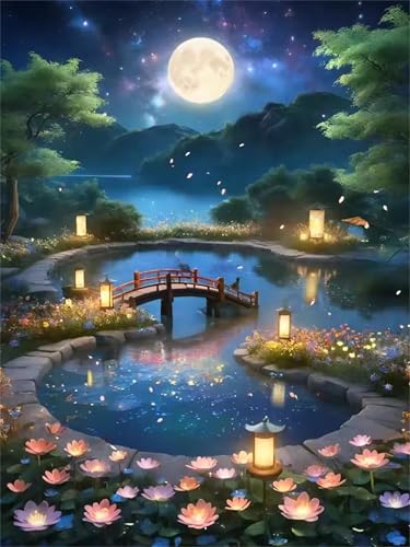 Puzzle De 2000 Piezas para Adultos, Luna de Estanque de Loto Rompecabezas Adultos 2000 Piezas, Puzzles Clásicos, Entretenimiento Creativo Diversión, Regalo para la Relajación