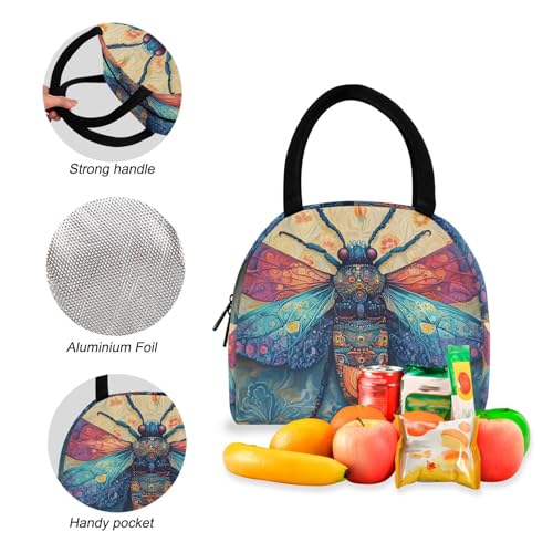 Backpack Lunch Bag Set Art Painting Animal Print, Big Storage Travel Backpacks with Insulated Lunch Box for Office Hiking Picnic4