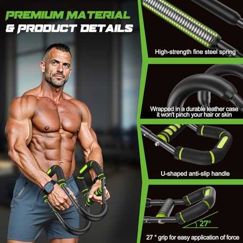 Twister Arm Trainer for Men, Chest Workout Equipment 5-Level Adjustable (40-130lb) with Ergonomic 27° Targets Biceps/Clip/Thigh, Portable Exerciser for Home Gym Travel Fitness - Image 5