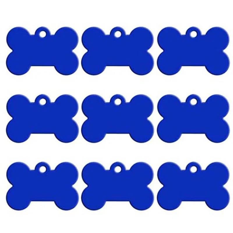 100 placas de identificación en blanco para identificación de mascotas, colgante de aluminio para nombre de mascota, etiqueta de número de teléfono, placa de identificación personalizada, azul, 50 x