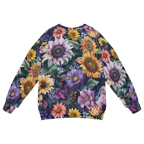 JUNZAN Dreamlike Flowers and Sunflowers Little Girls Hoodie Sweatshirt Crewneck Outerwear for Kids Sports 4T2