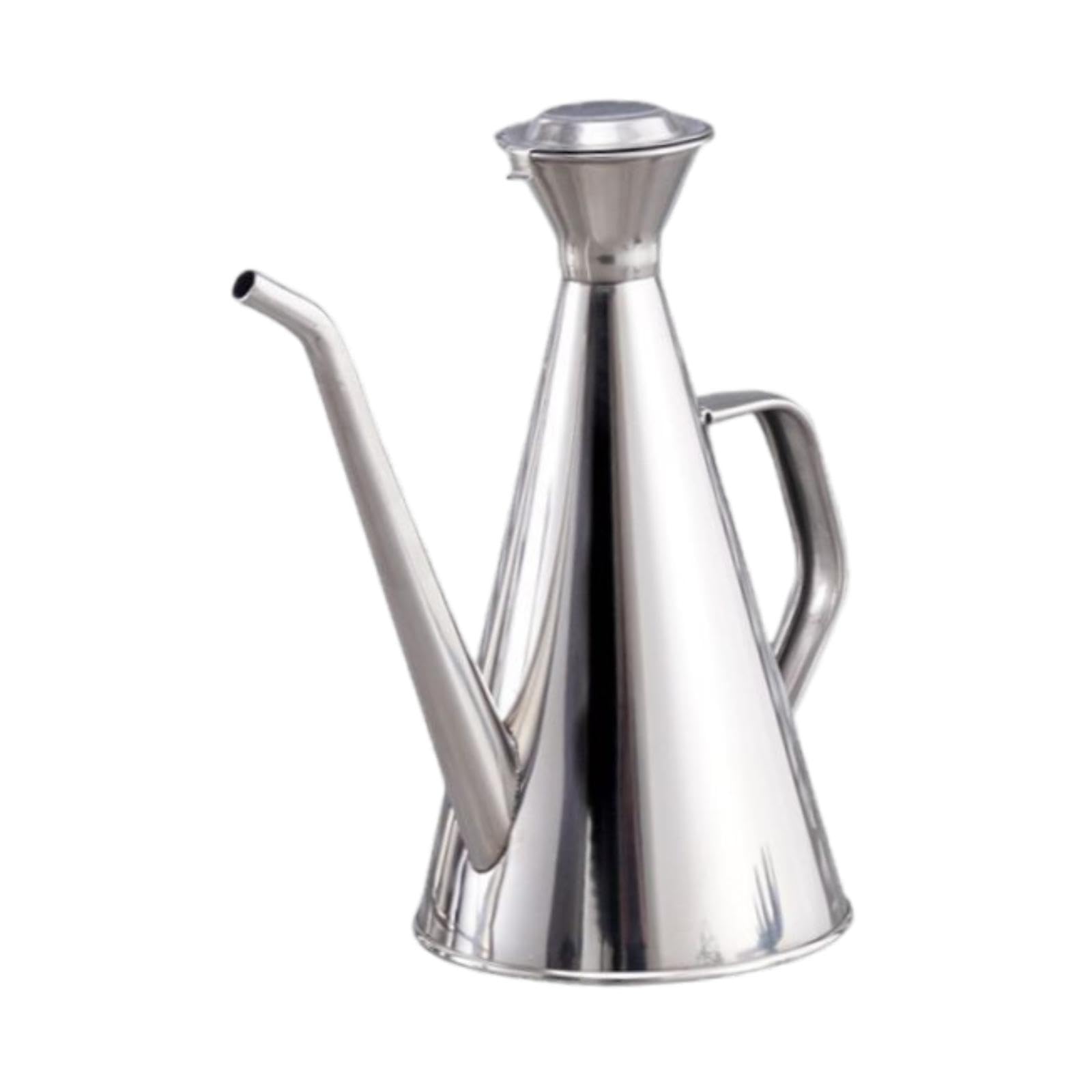 Homyl Aceitera Recipiente de Acero Inoxidable Bote para Almacenamiento de Aceite Dispensador de Líquidos Envase de Vinagre con Tapa Resistente a La Oxidació, 0.25 litros