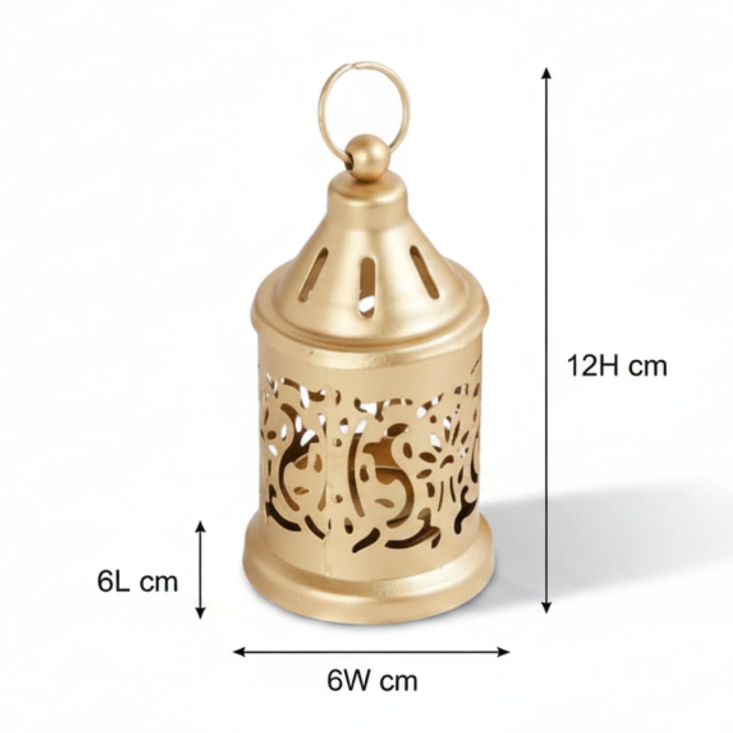 Vintage Metal Lantern Set - Golden Candle Holders -5