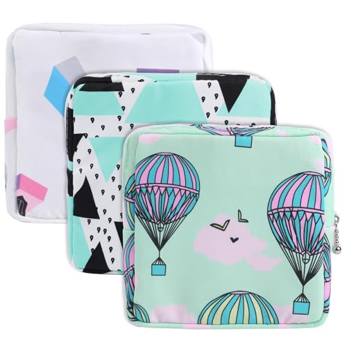 Image of QfwdfcTrenz 3Pcs Sanitary Napkin Storage Bag Period Bag for Teen Girls Zipper Menstrual Pad Bags Tampon Pouch Nursing Pad Holder Menstrual Cup Pouches Portable Reusable Pads Pouch