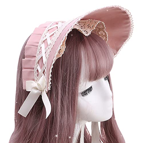 JIURUN ロリータ ヘッドドレス レース 髪飾り ベレー帽 レース帽子 かわいい お人形 lolita 森ガール ヘアアクセサリー ゴスロリ風 甘ロリ 萌え系 おしゃれ (ピンク)のサムネイル